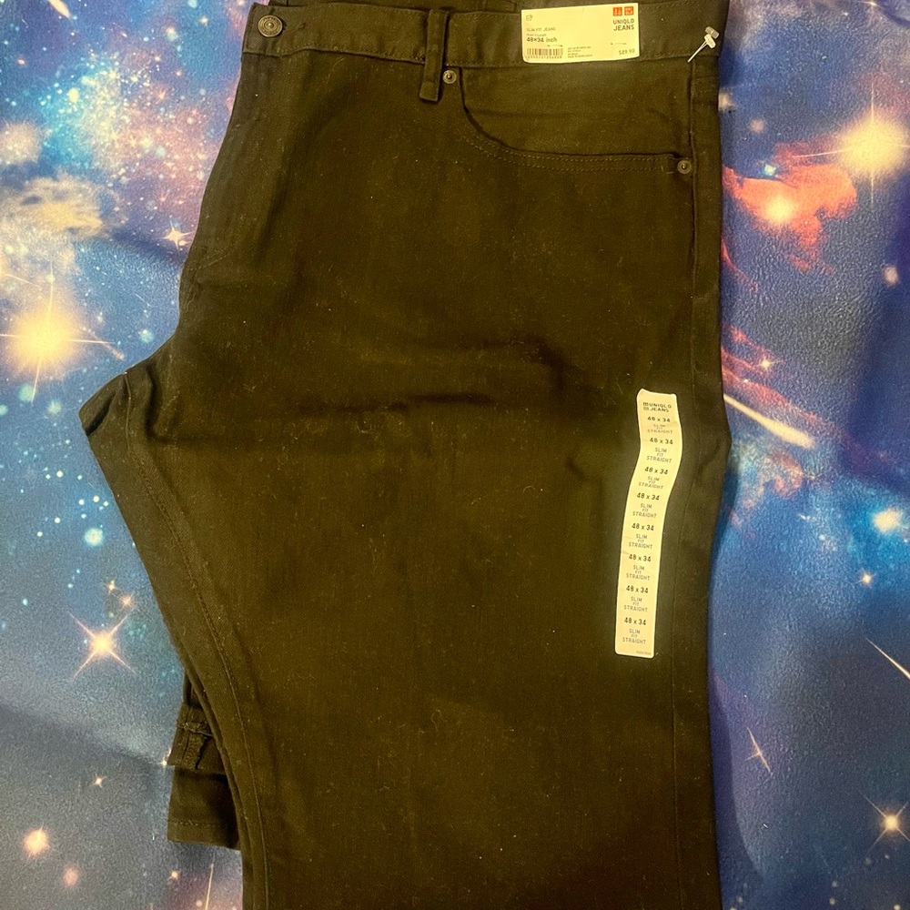 Black Uniglo Straight Men Jeans
